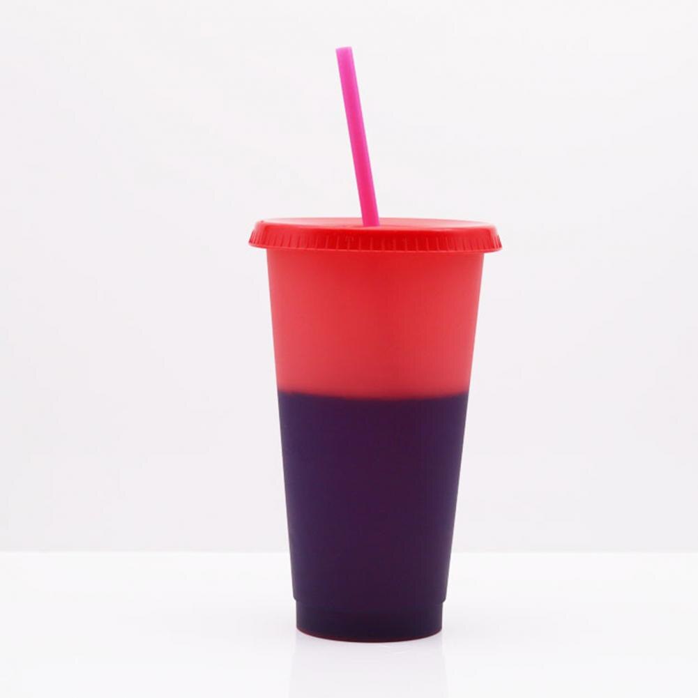 720ml Farbwechsel Flasche Kein Geruch dicht mit Deckel Stroh Ich bin Freien Saft Kaffee Verfärbung Tasse für Hause