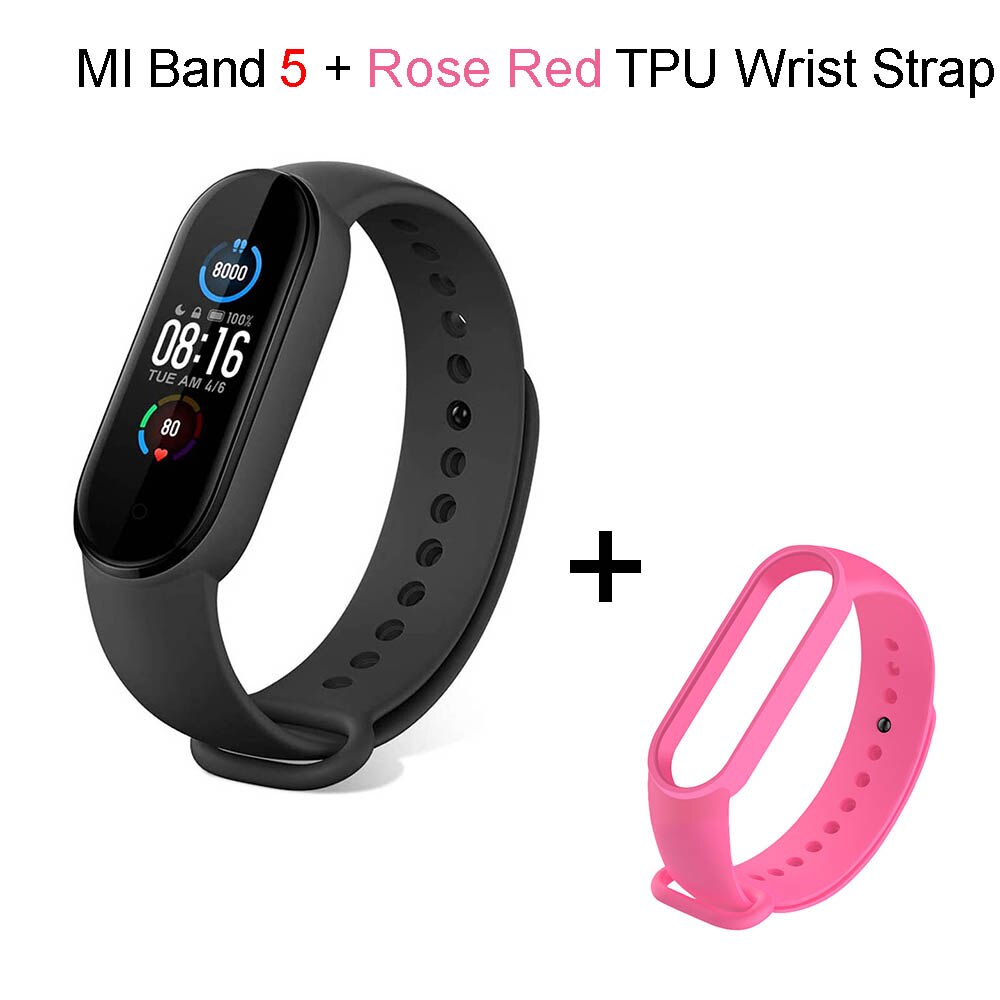 Xiaomi Mi Band 5 Fitness Bracelet Smart Watch Pedometers for Walking Heart Rate Monitor Pedometer Waterproof Calorie Monitoring: Global Add Rose Red