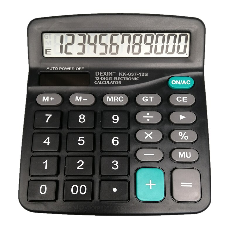12 digit large screen calculator solar financial accounting clear inventory office home mall store stationery dual power supply: Default Title