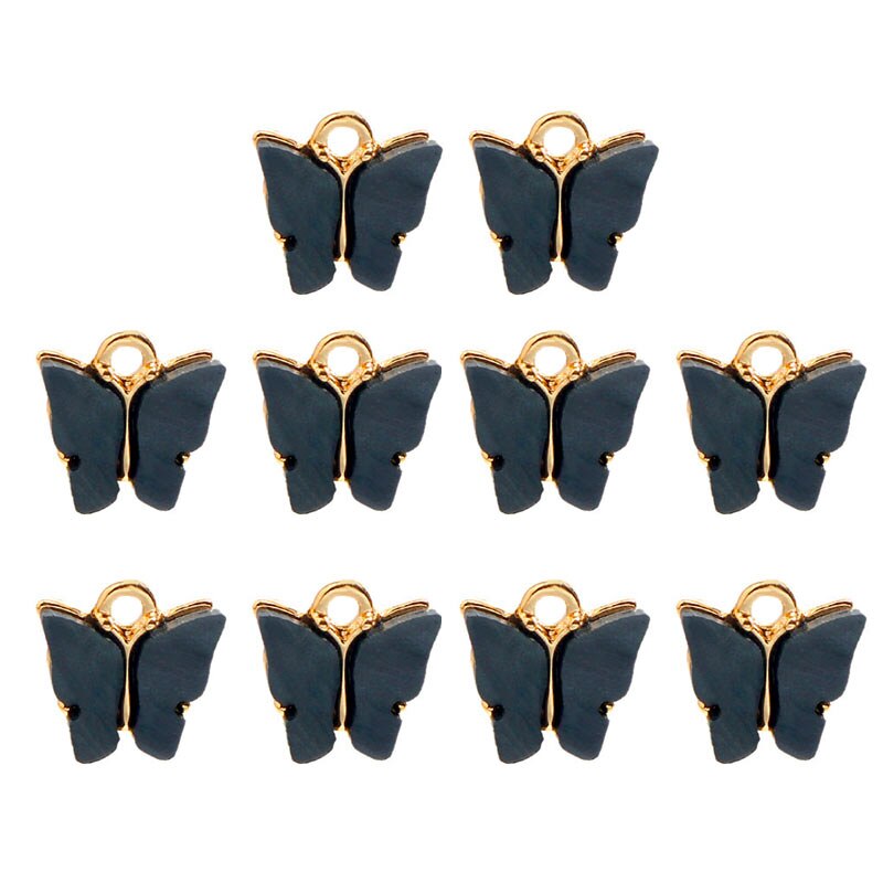 JJFOUCS 10Pcs/set Color Mixing Butterfly Cute Acrylic DIY Animal Pendant Handmade Jewelry For Necklace Bracelet Anklet Earring: 000209BK