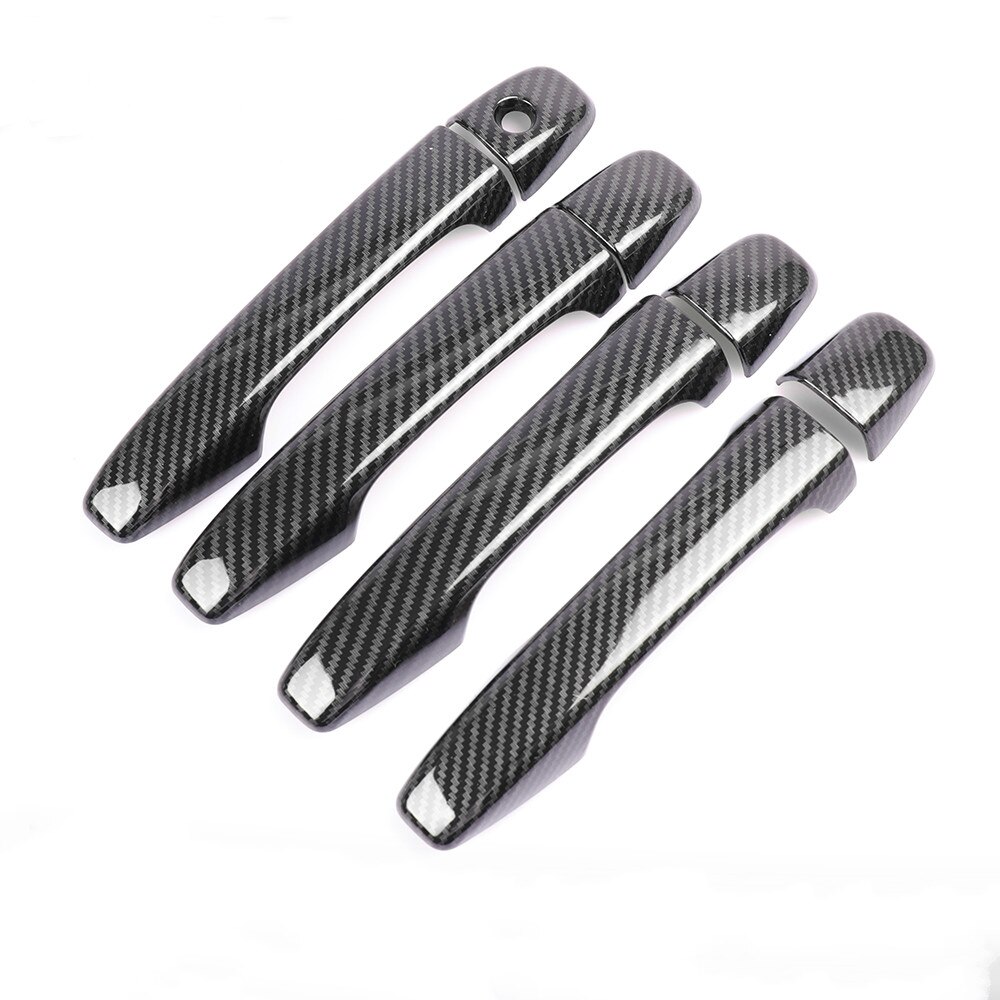 Til citroen  c4- picasso / grand  c4 picasso 2006 citro_n krom kulfiber dørhåndtag dækning trim bil styling tilbehør: Sort