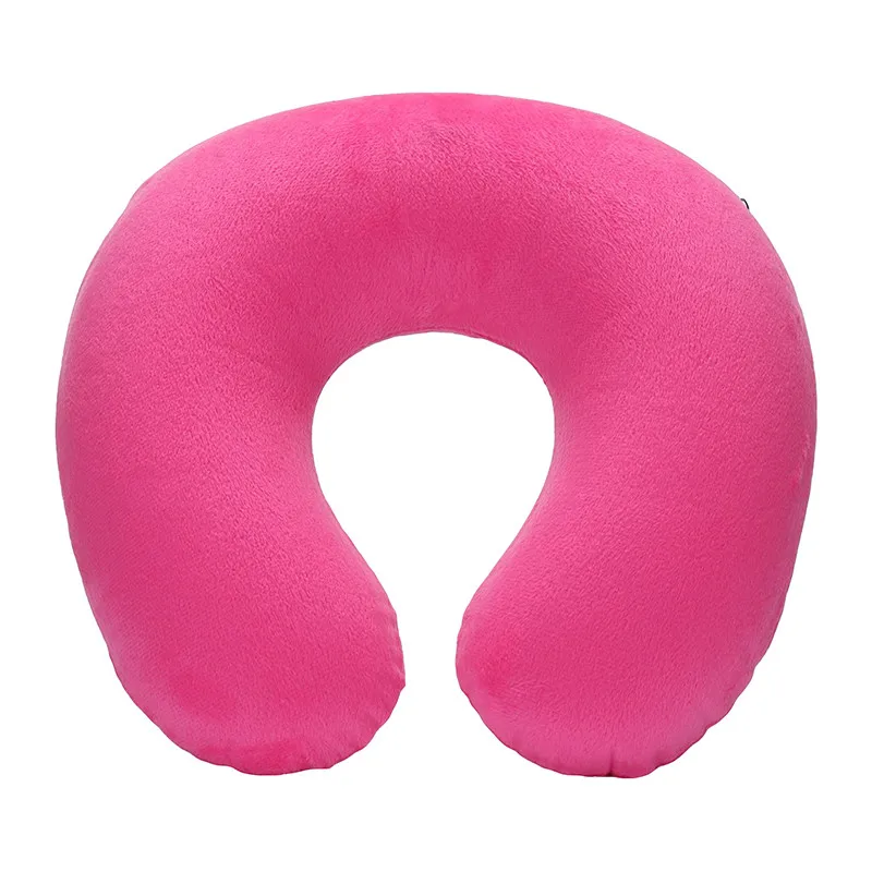 1/3/4Pcs Travel Pillow Car Air Flight Office Inflatable Neck Pillow Short Plush Cover PVC Support Headrest Soft Nursing Cushion: Yellow