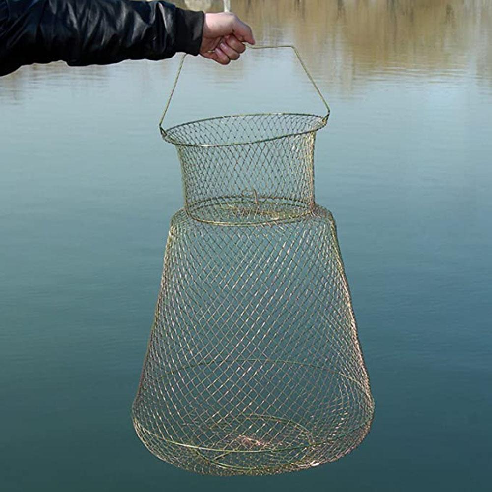 Foldable Portable Steel Wire Fishing Pot Trap Net Crab Crawdad Cage Fish Basket aparejos y productos de protección para peces