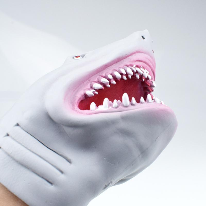 Plastic Haai Handpop Voor Verhaal Tpr Dier Hoofd Handschoenen Kinderen Speelgoed Zachte Vinyl Pvc Dier Hoofd Figuur Halloween speelgoed