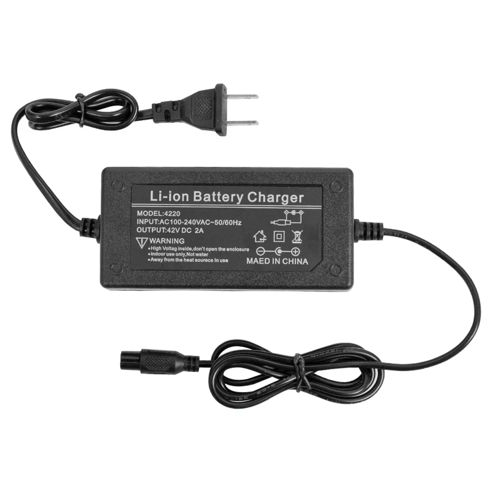 42v 2A Lithium Electric E Bike Battery Charger Li ion Chargers for Ebike Hoverboard Self-Balancing Scooter Bicycle Accessories