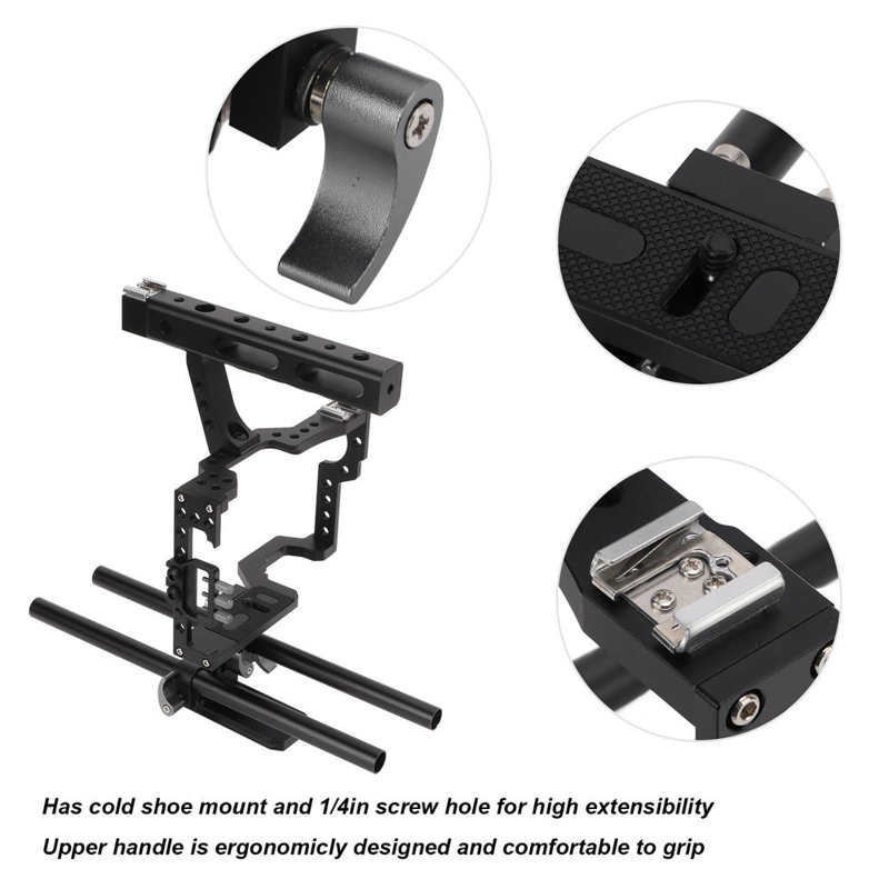 Aluminium Camera Cage Rig Met Top Handvat Voor A7 A7II A7S A7SII A7R A7RII A6000 A6300 A6600 A6400 A7C
