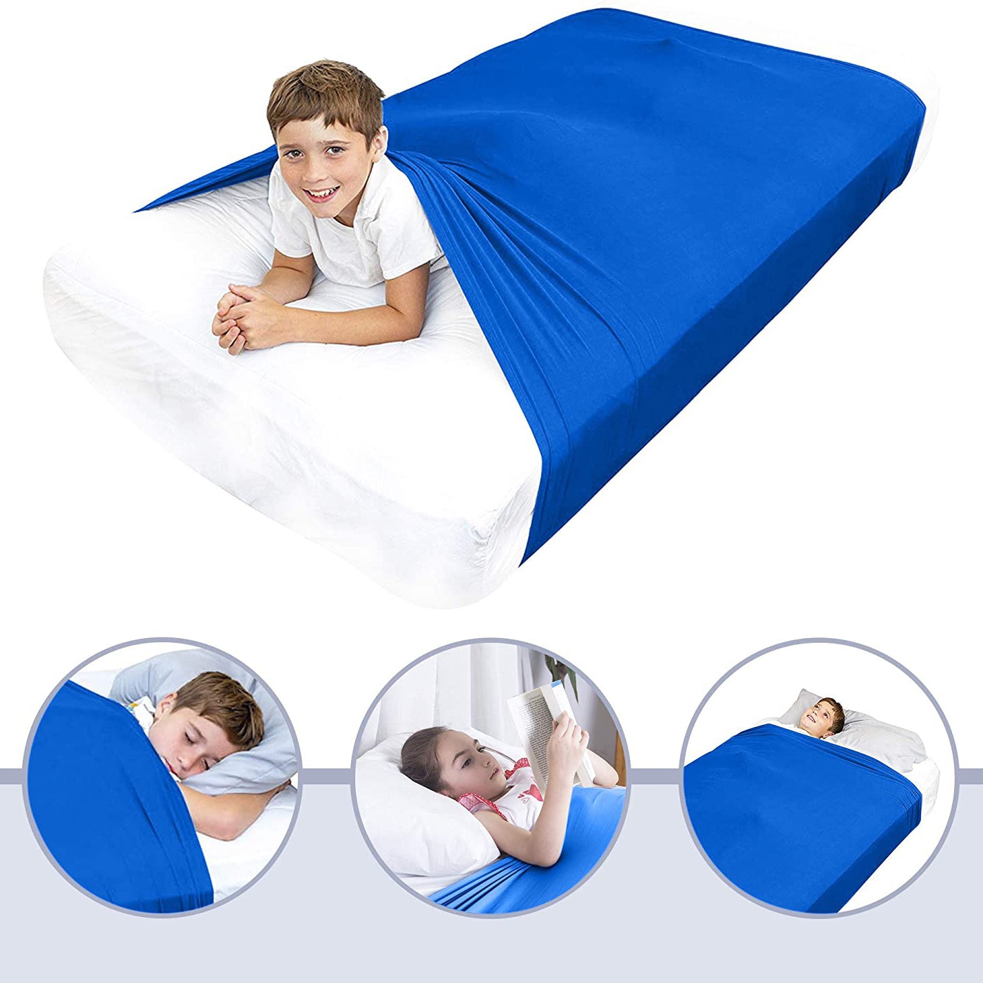 Breathable Sensory Blanket For Kids Ages 5+ Compression Alternative To Weighted Sleeping Appease Anti-kick Sensory Bed Sheet