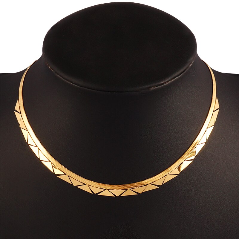 Trendy Stainless Steel Necklace For Women Gold Silver Color Round Geometric Pendant Necklace Choker Snake Chain Necklace Jewelry
