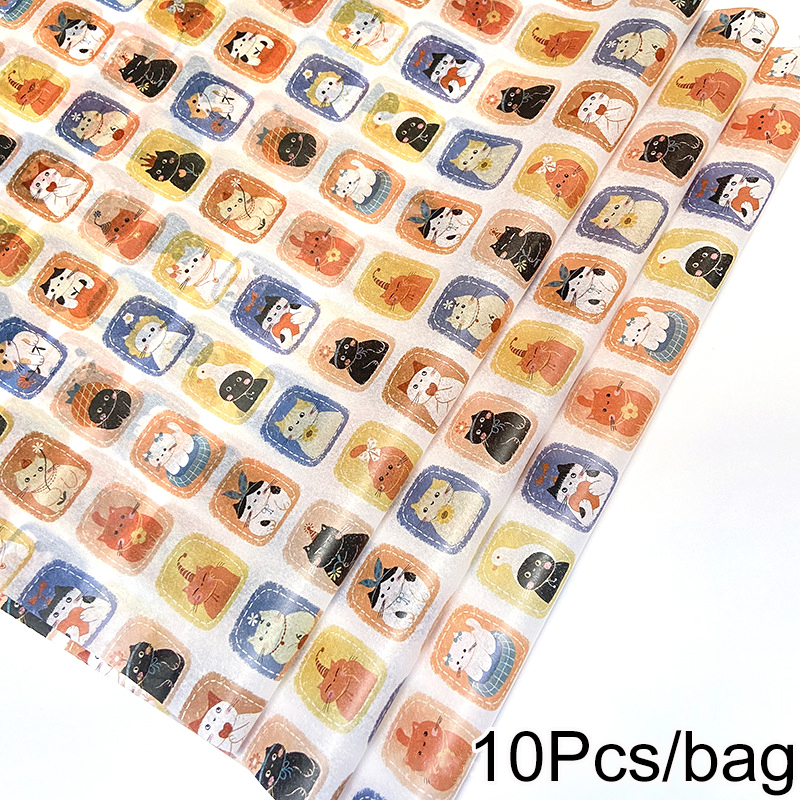 10 ark blomstermønstret silkepapir blomster med grønne blade vinflaskepåfyldningspapir festivalemballagepapir