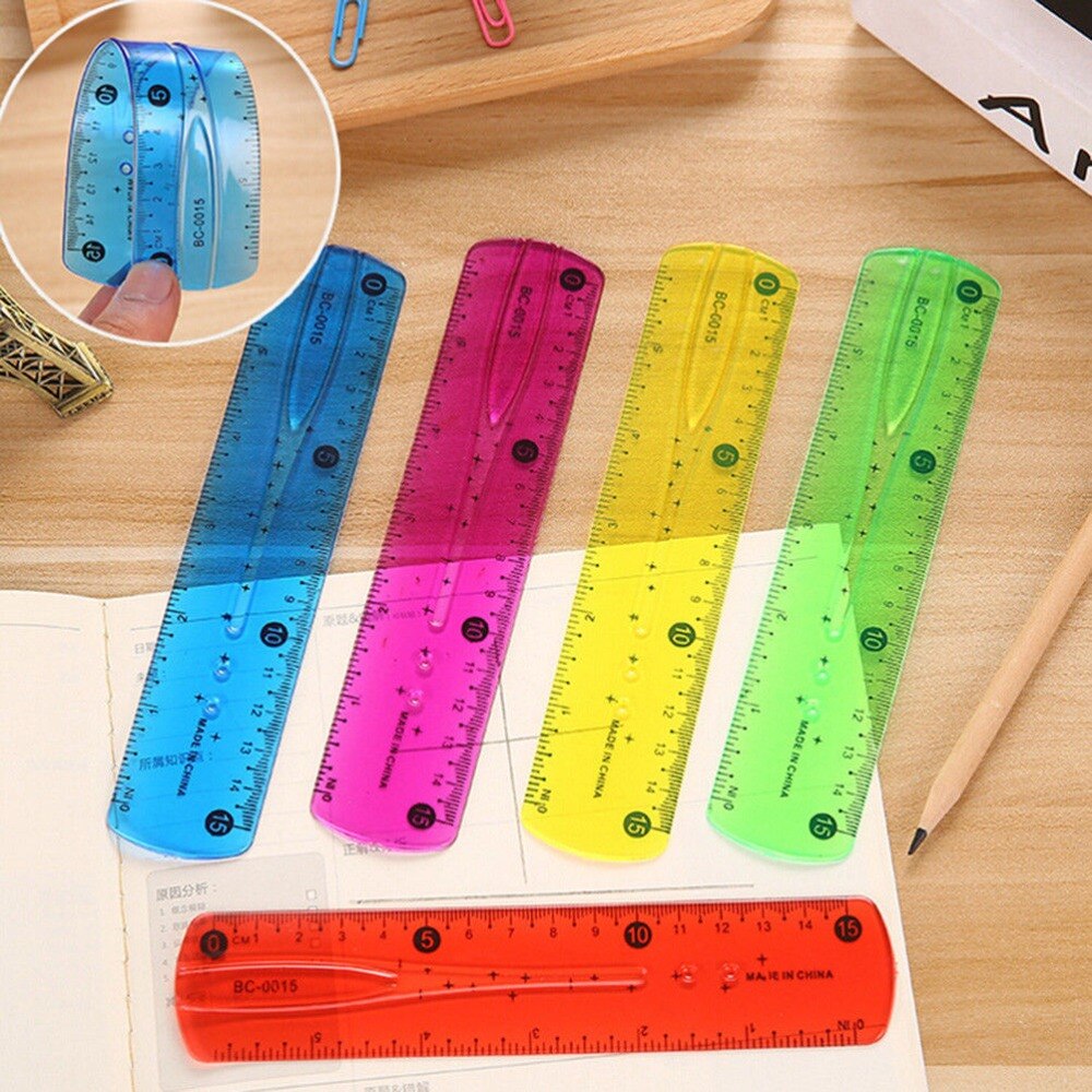 Plastic Flexible Ruler Tape Measure 15cm Centimeters and Inches Ruler Straight Ruler Office School Supplies