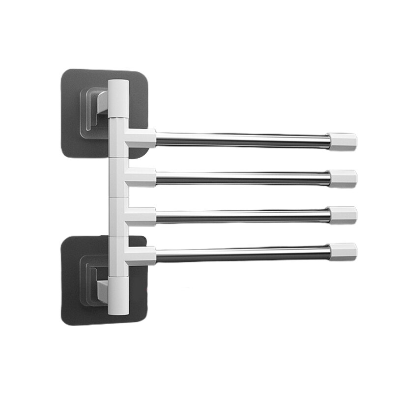 Swivel Towel Bar Wall Mount Bathroom Towel Rack Holder Storage Organizer Space Saving Towel Rail 2/3/4/5 Arms: Four strokes