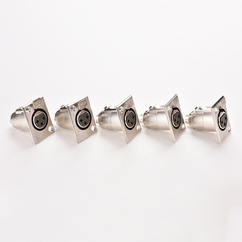 3- pins xlr-connector, vrouwelijke jack-aansluiting, paneelgemonteerd chassis, vierkante metalen behuizing