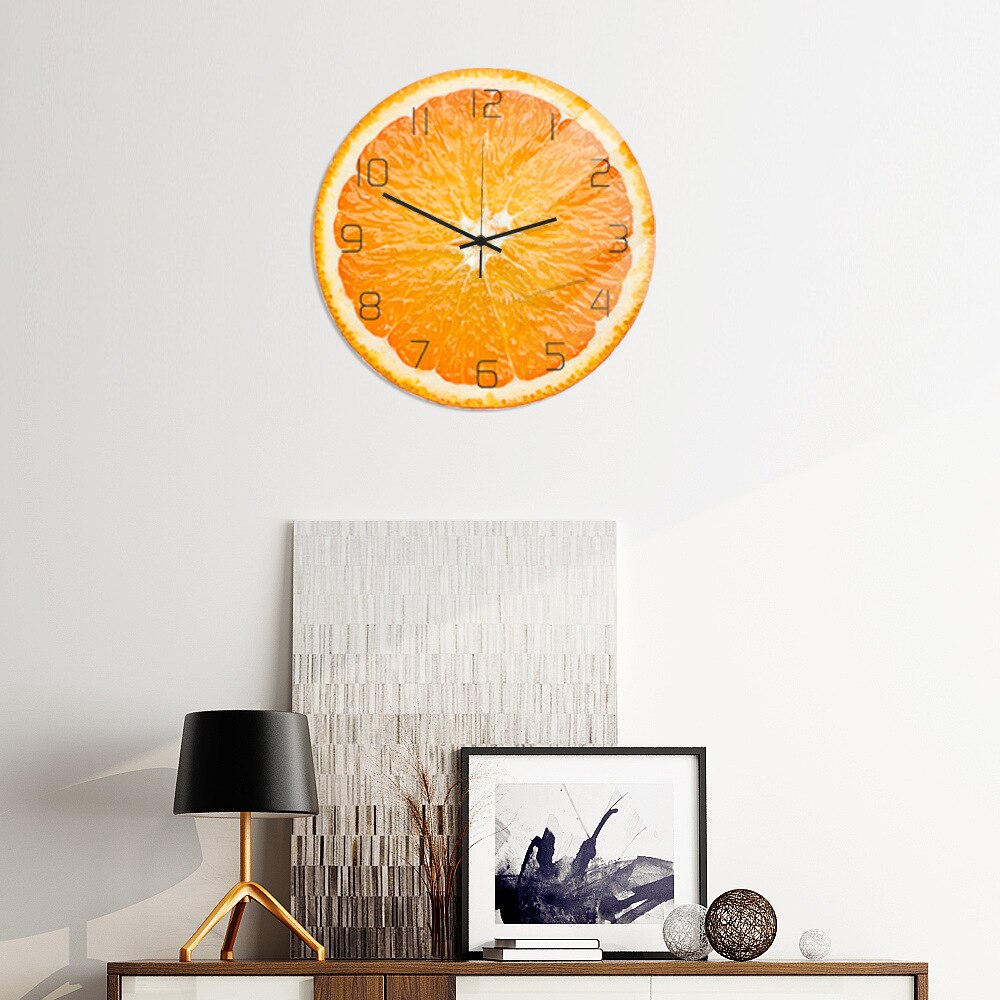 Schlafzimmer Glas Wanduhr nordisch Große Moderne Küche Wanduhren Dicken Uhren Neuheit Wohnzimmer Uhr Wohnkultur: Orange