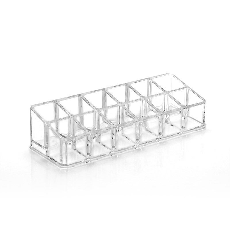 24 Grids Acrylic Makeup Lipstick Organizer Box Desktop Lipstick Clear Display Stand Holder Cosmetic Jewelry Storage Organizador: 12 Grids