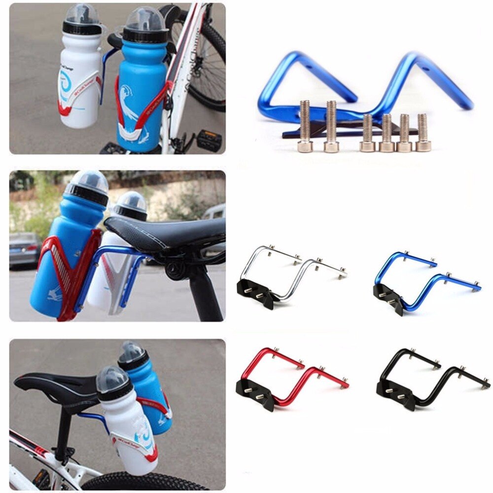 Red Bicycle Seat Post Bottle Rack Converter Cycling Mountain Bike Saddle Back Double Water Bottle Holder Cage Rack Adapter