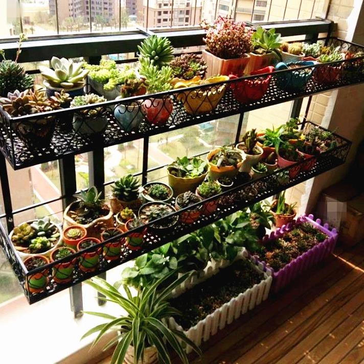 Balcony flower rack hanging wrought iron railing wall hanging flower pot rack guardrail multi-layer rack hanging shelf window