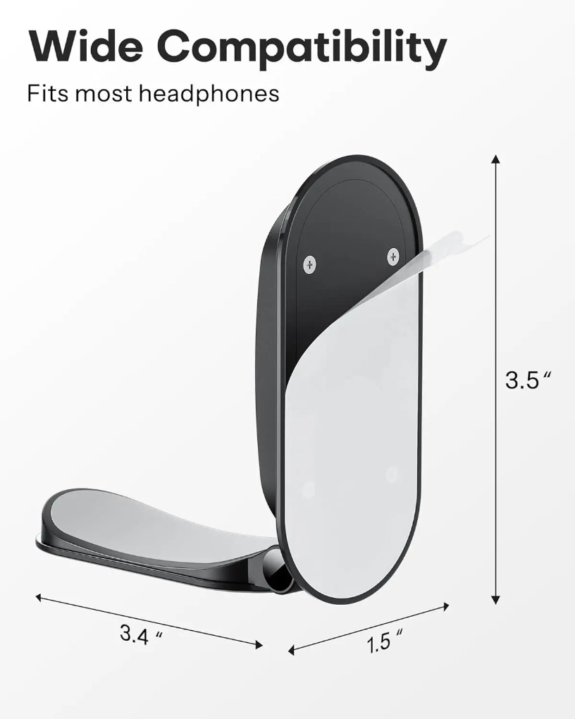 Magnetic Headphone Stand for Gaming Headphones Space Saving Organizer Under Desk Mount No Tools Installation Headset Hanger