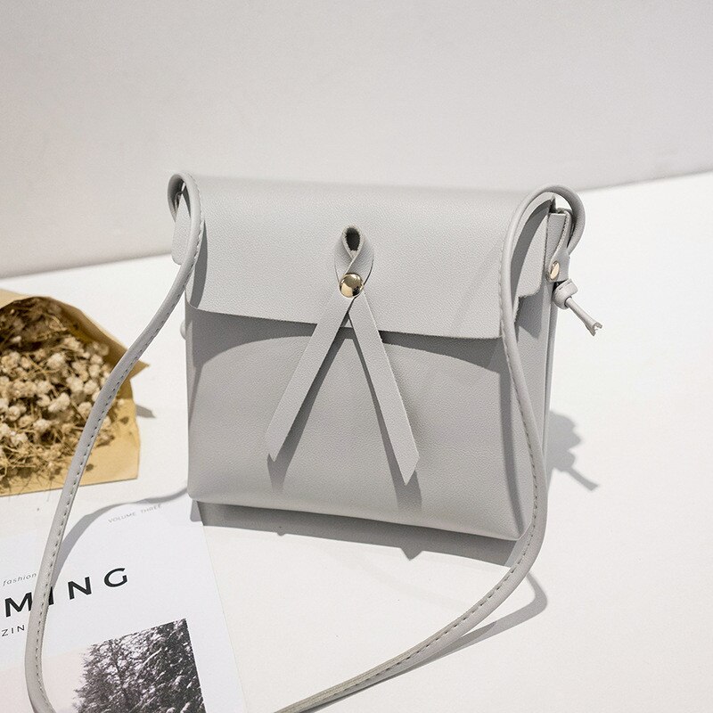 Kvinnor casual solid kedja väskor dam pu läder handväskor kvinnlig bärbar axel crossbody handväska: Grå