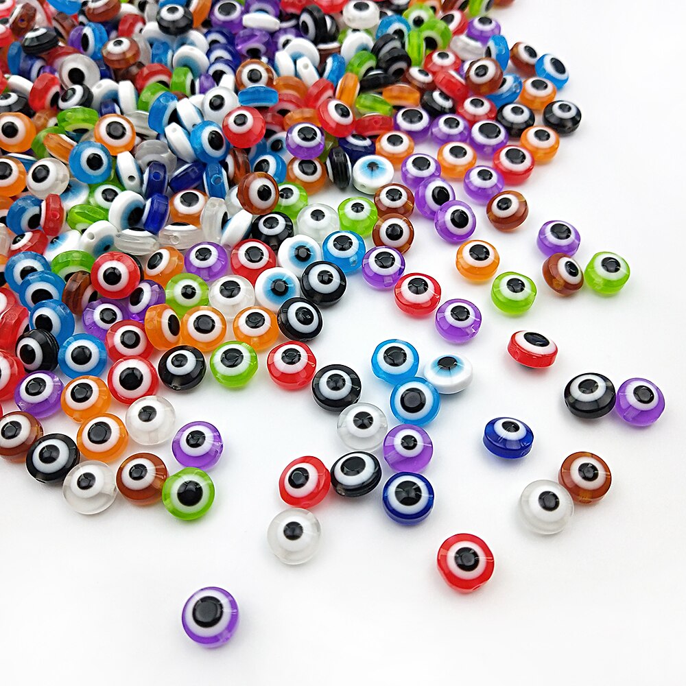 50pcs/Lot 8mm Diy Eye Beads Oval Shape Spacer Beads Stripe Resin Spacer Beads For Jewelry Making Bracelet Necklace Charms