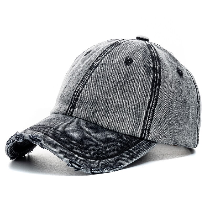 Neue unisex Gewaschen Baumwolle Kappe Denim schlicht Baseball Deckel Männer Frauen Einstellbare lässig draussen Straße Hütte: Schwarz