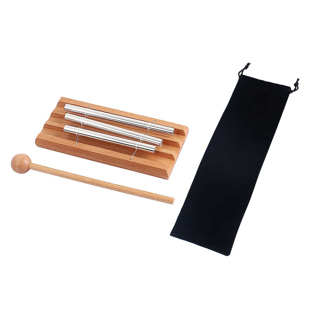 Instrumento de percusión de madera para sanación de energía con Mazo, bolsa de almacenamiento, carillón de meditación, campana Musical para aula, Mindfulness: C