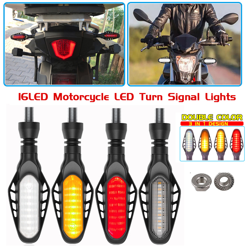 Motocicleta led luzes de sinal freio luz volta branco amarelo vermelho drl luz fluindo lanterna traseira indicador da lâmpada circulação diurna