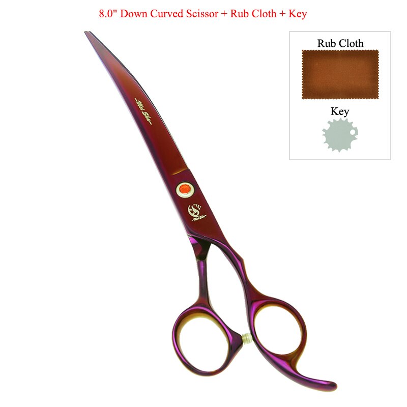 8" Pet Scissors for Dog Grooming Japan 440C Pet Cutting Shears Animal Trimming Thinning Tijeras Curved Shear B0045A: B0045A-07-80