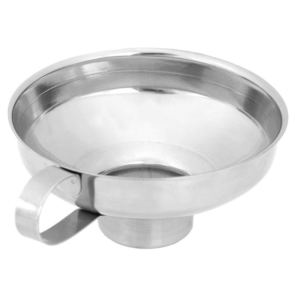 Embudo de lata de boca ancha de acero inoxidable, filtro de tolva, lata de boca ancha para aceite, vino, herramientas de cocina: L