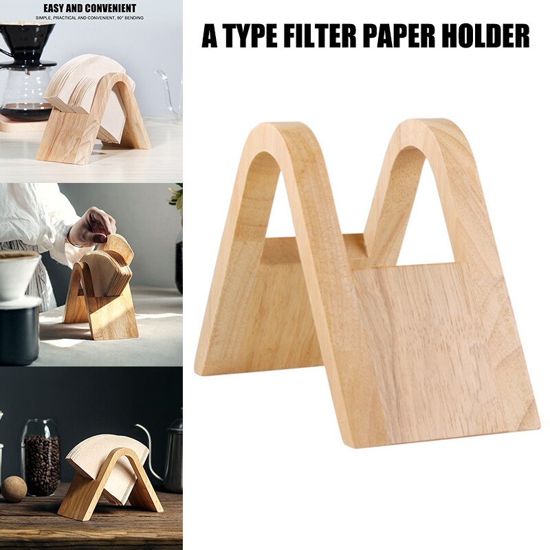 Kaffefilterholder kaffe filter papir beholder stativ til køkken bar caféer træ stand  js23