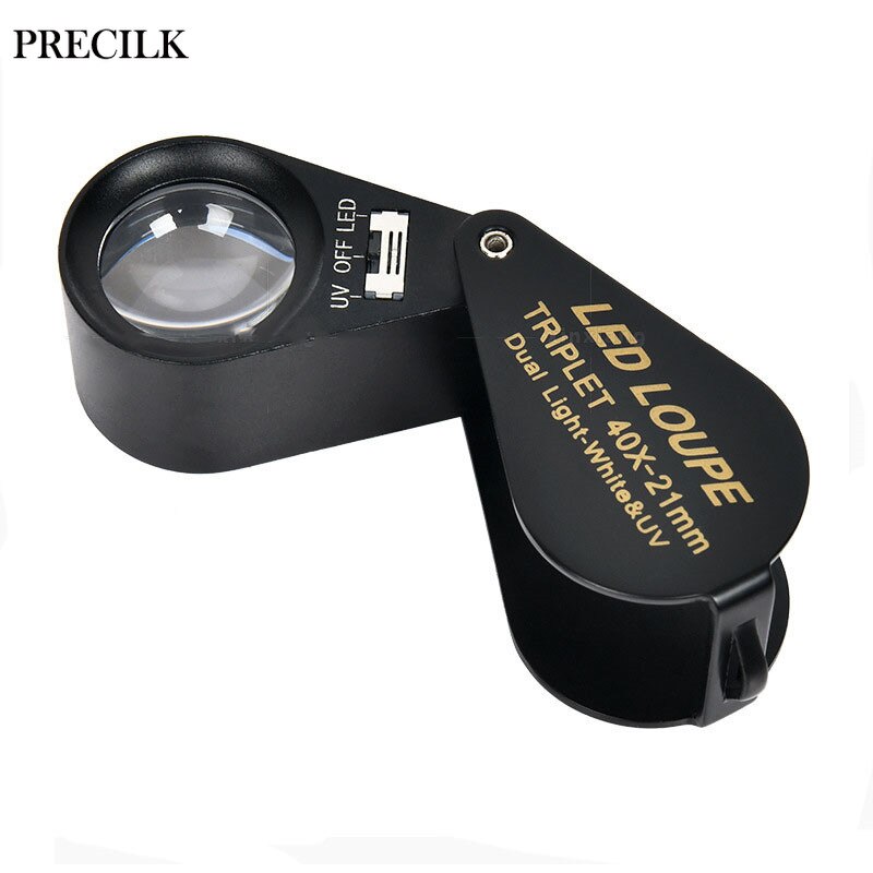 10X 20X 30X 40X Metalen Led Vouw Handheld Vergrootglas Loupe Reparatie Vergrootglas Antieke Edelsteen Jade Diamant Ring Waardering