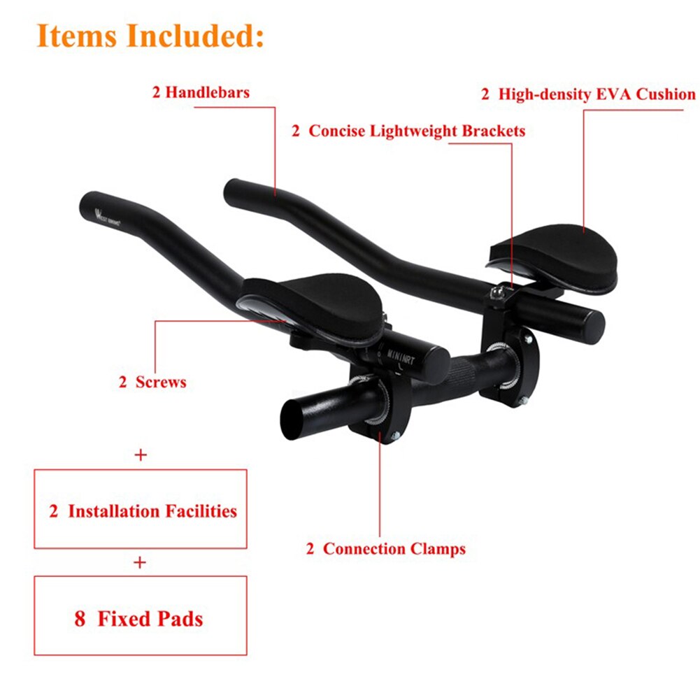 Bicycle Rest TT Handlebar Clip on Aero Bars Handlebar Extension Triathlon Aerobars Tri Bars MTB Road Bike Cycling Rest Handlebar