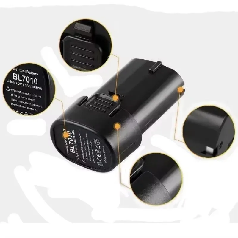 Electric Tool Battery For Makita 7.2V 3000mah BL7010 BL0715 DF010 DF012 DF022 7.2-4 194355-2 194356-3.