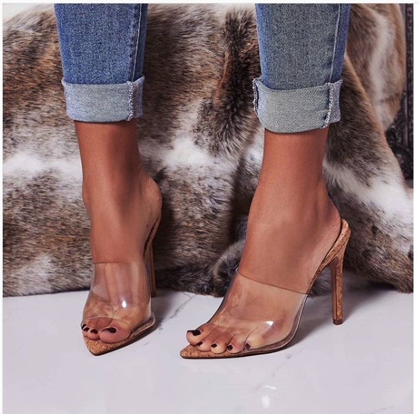 DEleventh PVC sandalias de gelatina zapatos de tacón alto con punta abierta mujeres plexiglás transparente Zapatillas Zapatos de tacón sandalias transparentes tamaño 35-42