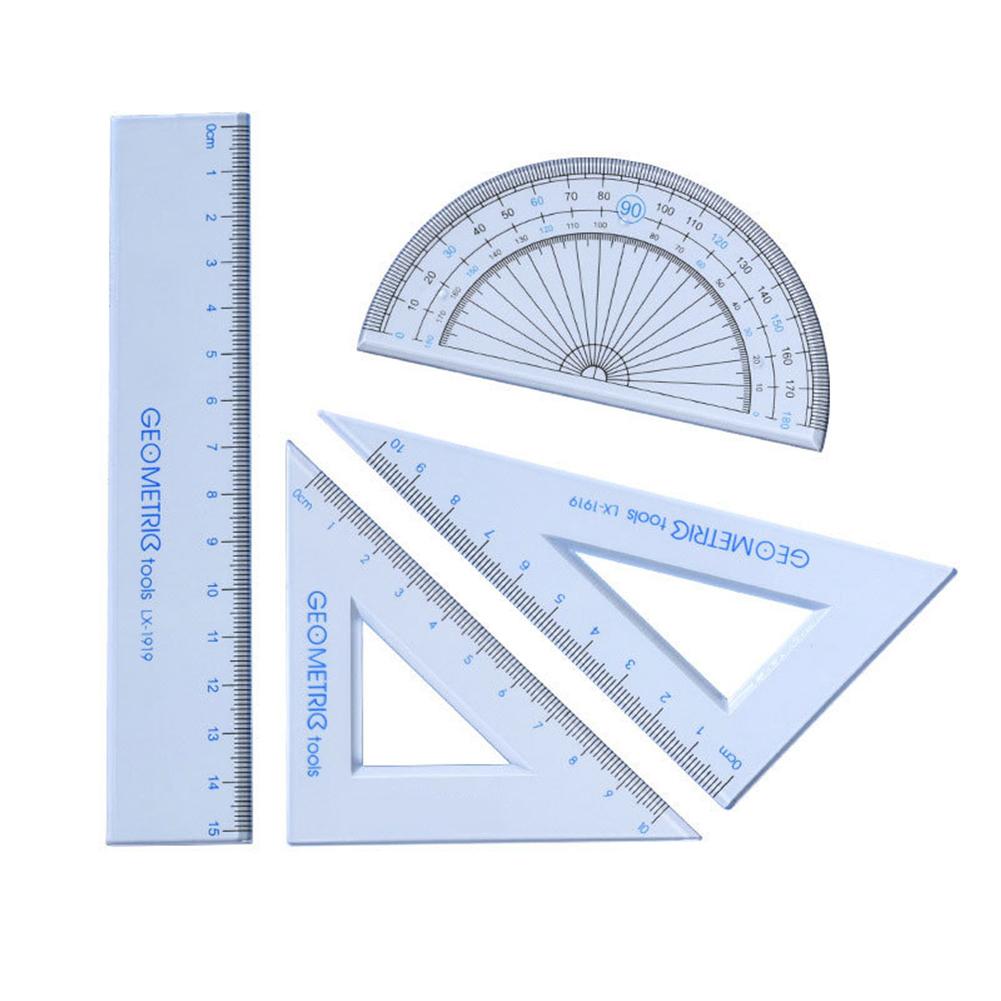 4pcs Protractor + Ruler kątomierz for Students Drawing Measurement Math Geometry Triangle Ruler Straightedge Protractor מד זווית