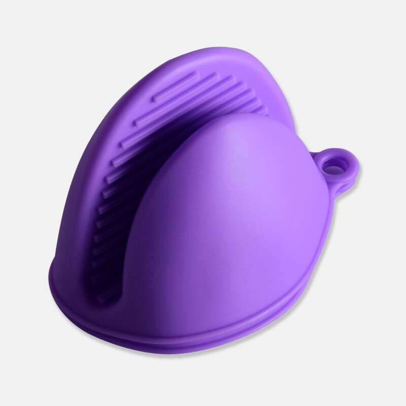 Silicone Kitchen Organizer Isolated Pot Heat Pliers Microwave Oven Gloves Clip Plate 1 PCS Anti-scald Thicken Bbq Gloves: purple