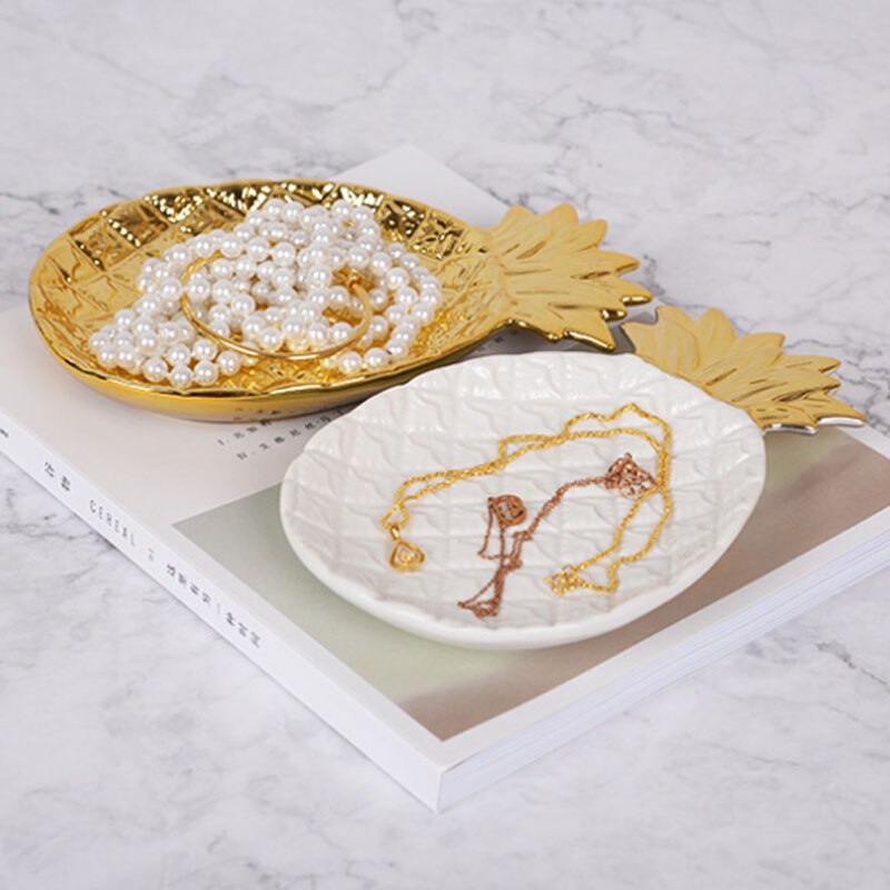Ceramiczny ananas taca złoty ananas kształtowana biżuteria taca ciasto suszone talerz na owoce talerz na owoce organizator