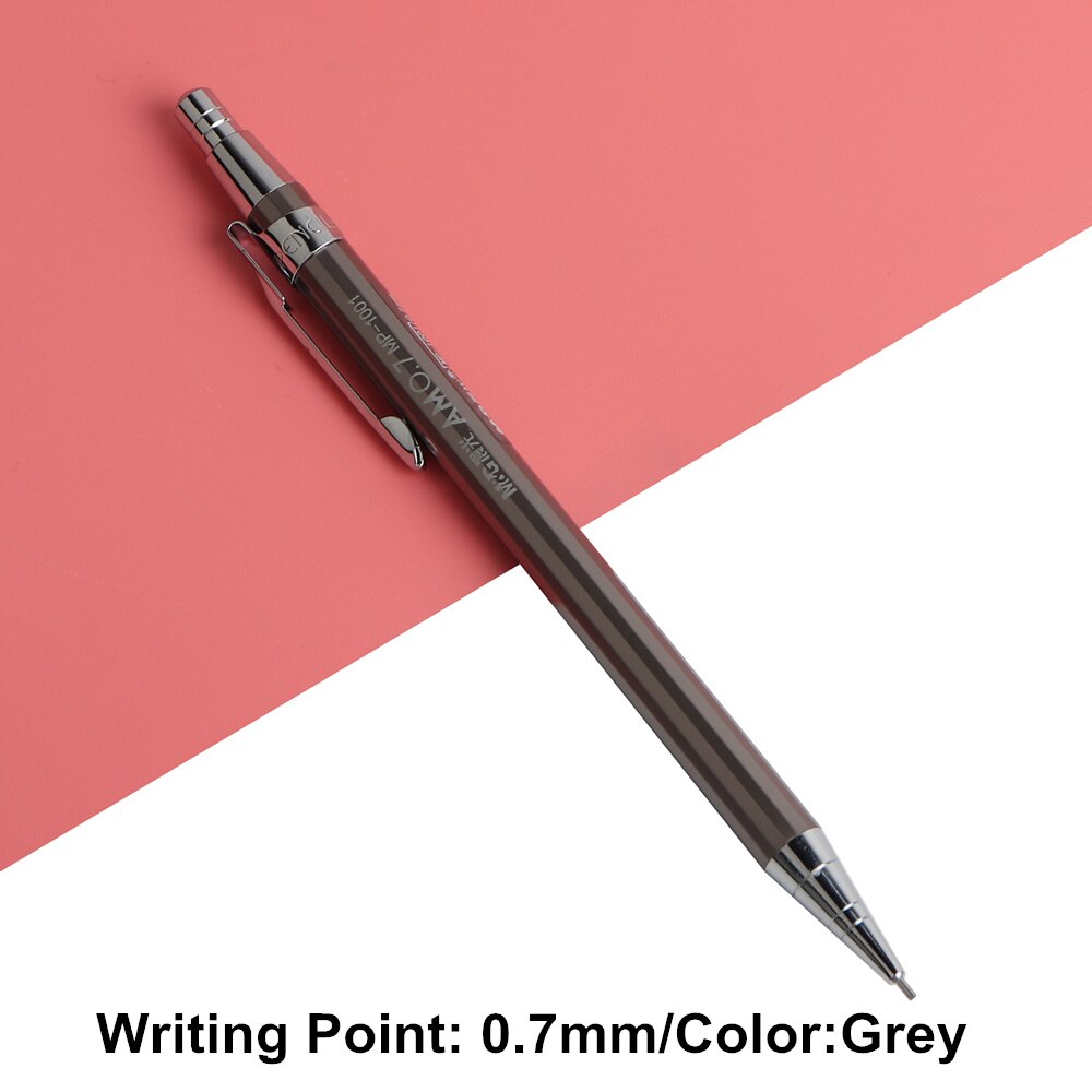 1PCS Baikingift Full Metal M&G Mechanical Pencil 0.5-0.7mm For Painting And Writing School Supplies: 0.7mm Grey