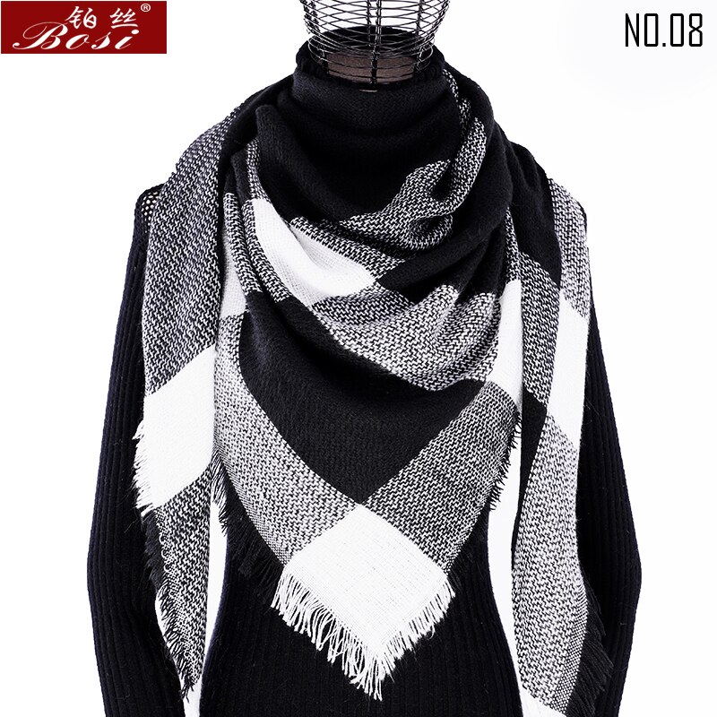 Winter Kasjmier Plaid Sjaal Sjaal Vrouw Poncho Driehoek Luxe Bandana Pashmina Wrap Grote Stola Luxe