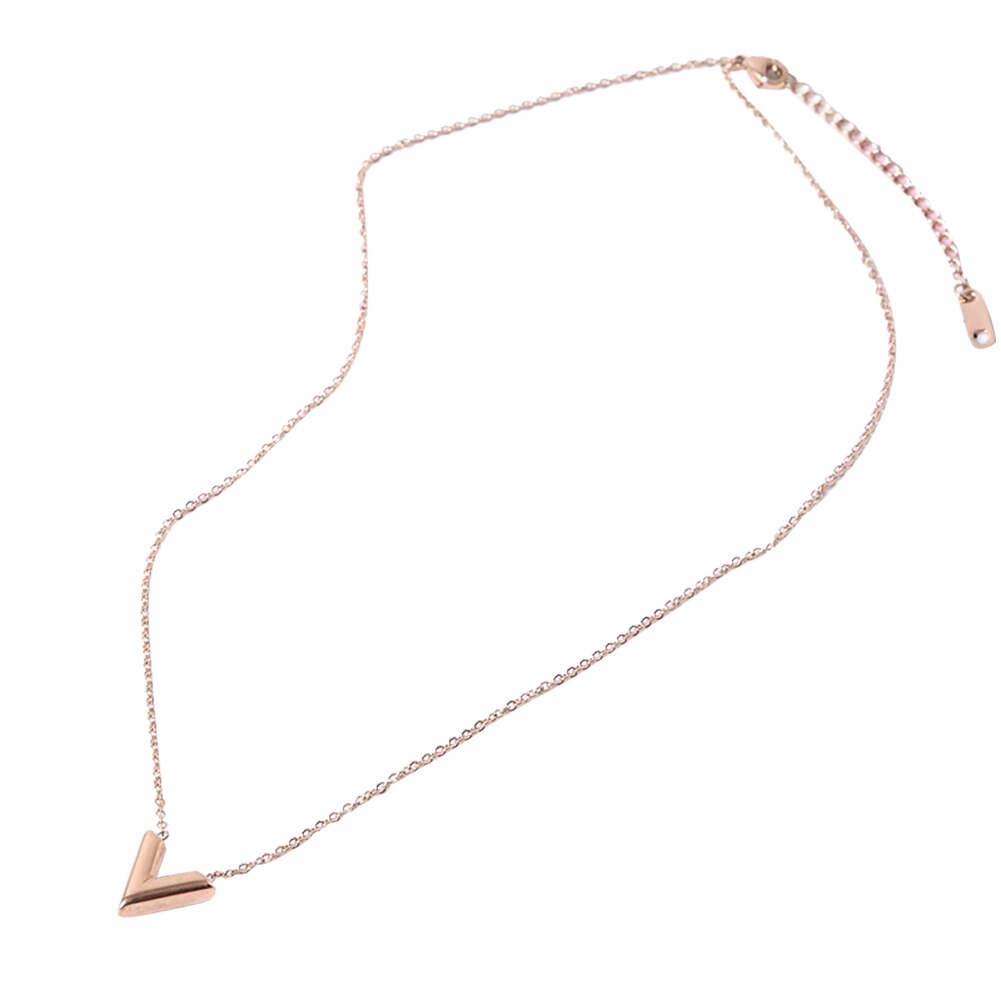 Mode V Brief Titanium Staal Vrouwen Ketting Luxe Hanger Ketting Sieraden Voor Vrouwen: Rose Gold