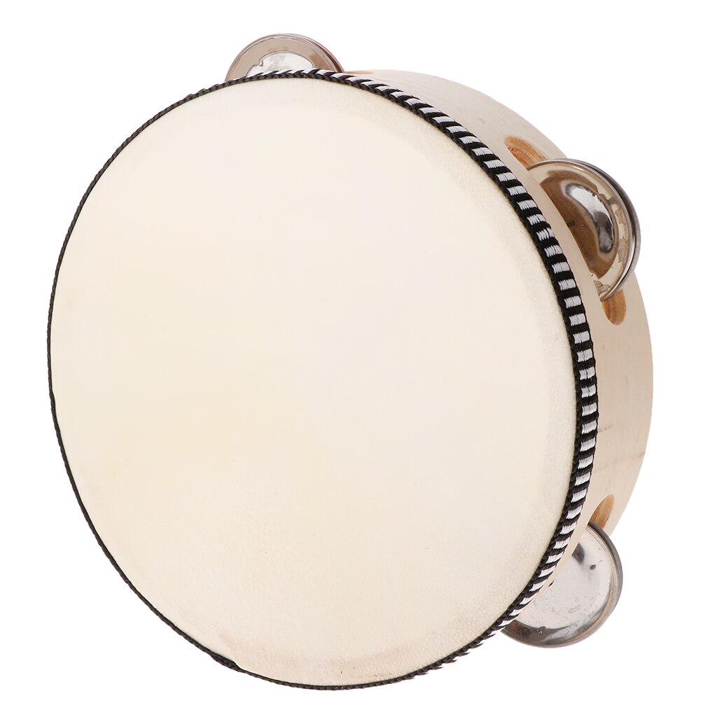 Hand Held Tambourine Drum with Metal Jingles Percussion Musical Instruments Toys for Church Party Dance (6inch)