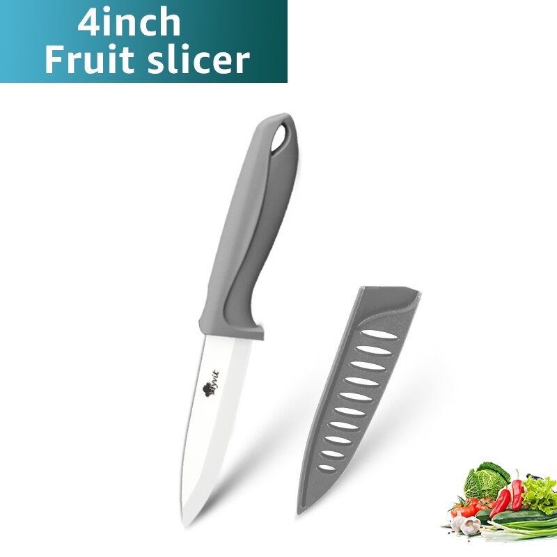 Keramische Mes 3 4 5 6Inch Chef Utility Slicer Gekarteld Broodmes Paring Keuken Keramische Messen Set Zirconia Blade koken Tool: 4inch grey knife