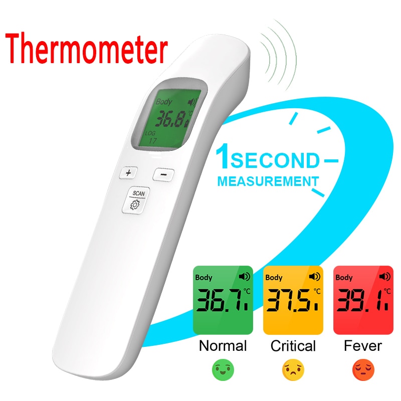 Three-color Display Forehead Thermometer 1s Fast Digital Display Body Thermometer LCD Backlight Handheld Thermometer use Battery: Default Title