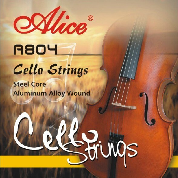 1 Set Alice A804 Cello Snaren Stalen Kern Aluminium Wond Vernikkeld Ball-End