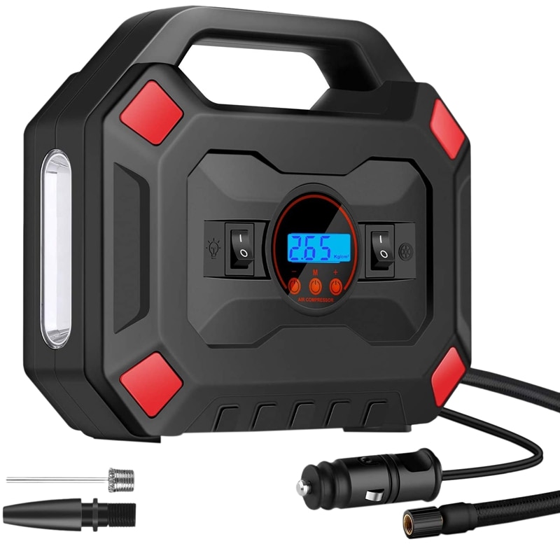 Draagbare luchtcompressor bandenpomp 12v slimme digitale luchtpompen met led-lampjes voor auto, motorfiets en paddleboard voor buiten