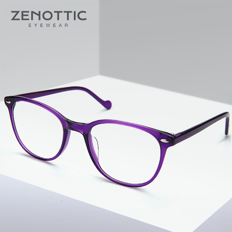 Zenottic Paars Retro Bril Frame Vrouwen Optische Clear Brillen Frame Bijziendheid Verziendheid Vintage Bril Frame