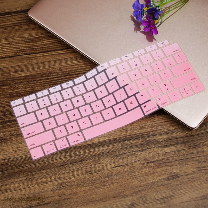 Angielski US Teclado klawiatura Protector pokrywa ochronna skóra dla nowego Apple MacBook Air 13 13.3 cala A1932 2019 2018 Touch ID: Gradient pink