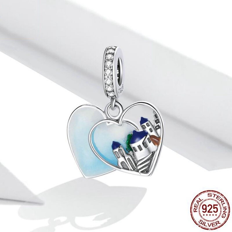 Heart Pendant Charm Silver 925 Travel Beads for DIY Women Original Bracelet Necklace Valentines Santorini Souvenir: Default Title