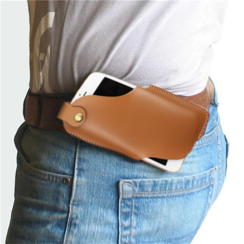 LKEEP PU Waist Black Bag Men Waist Pack Waist Bag Funny Pack Belt Bag Men Chain Waist Bag For Phone Pouch: Light Brown L 2