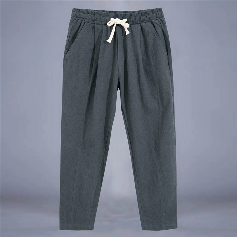 Miesten housut, puuvillaiset pellavahousut, yksivärinen, hengittävät, väljät shortsit, suorat kiristysnyörilliset housut, streetwear-housut: Xxxs / Samppanja