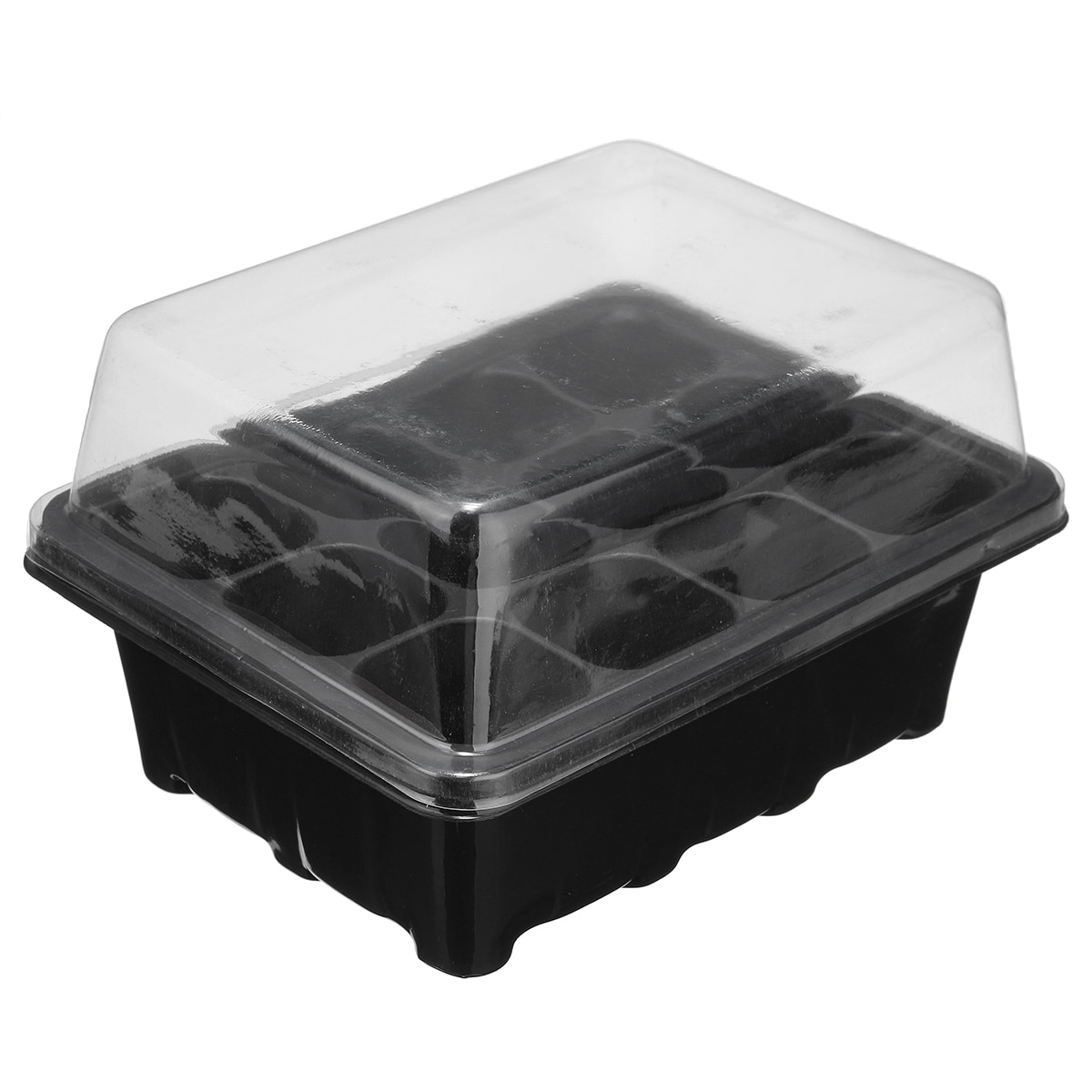 12-cells Lid Grow Box Greenhouse Sow Seed Propagation Box Kit Seedling Flower Cut Tray Garden Pots And Planters